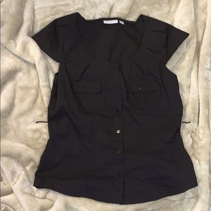 New York & Company - Black Button-up Blouse Size M